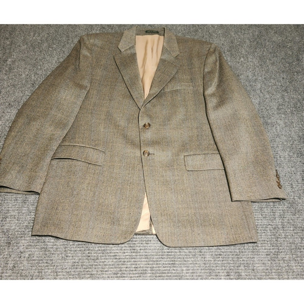 Lauren Ralph Lauren Mens Pure New Wool Herringbone Blazer Sport Coat Brown 46